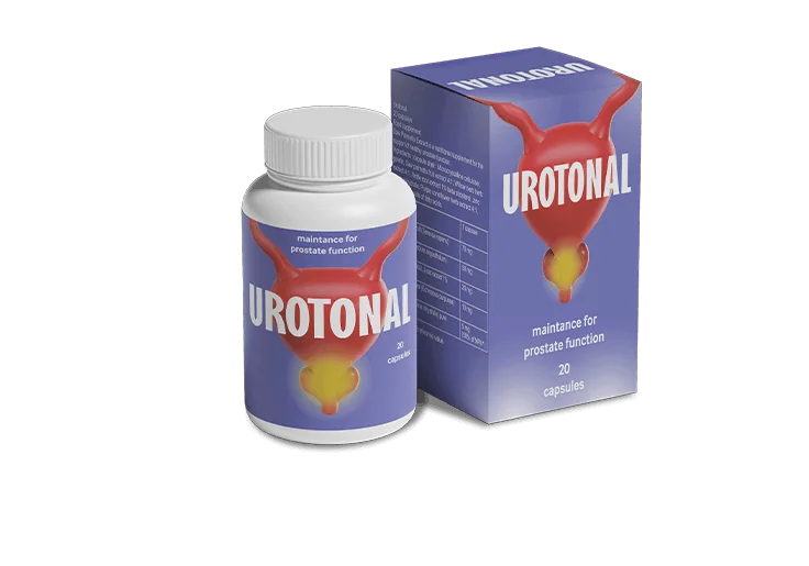 Urotonal Produktpräsentation mit Flasche und Verpackung